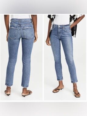 AGOLDE Toni Mid Rise Slim Straight Jeans Womens 30 Med Wash Stretch Denim 32x27